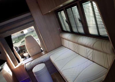 Helios 7.5 tonne horsebox living with cream upholstery