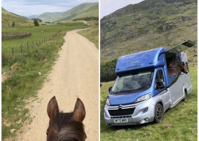 Blue Aeos Horsebox with view