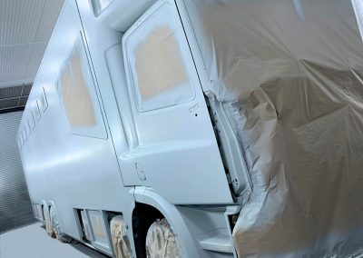 HGV Helios horsebox sprayed in high build primer